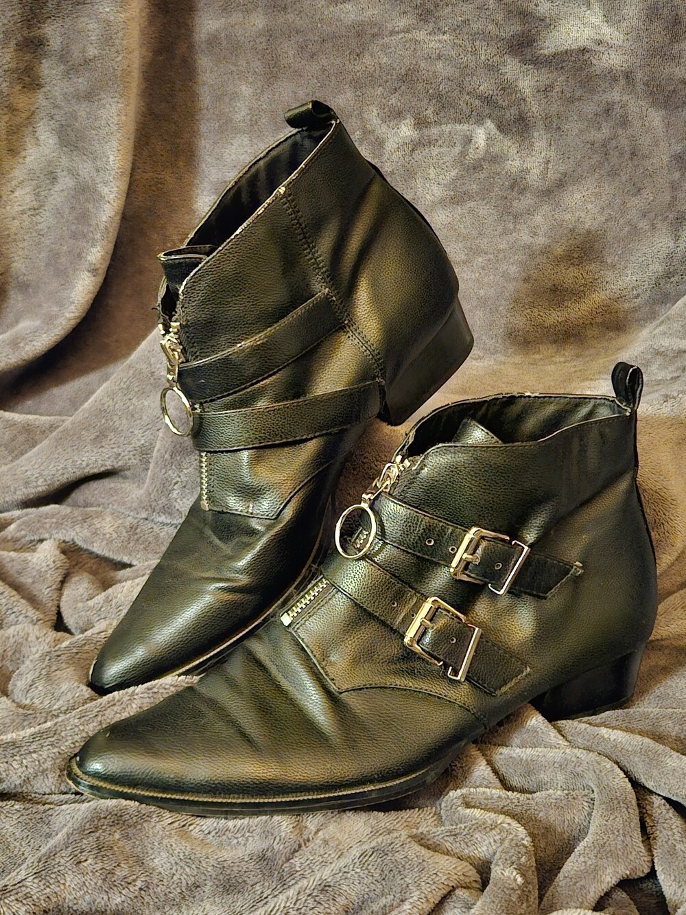 Who What Wear Black Buckle Zip Witch Ankle Boot